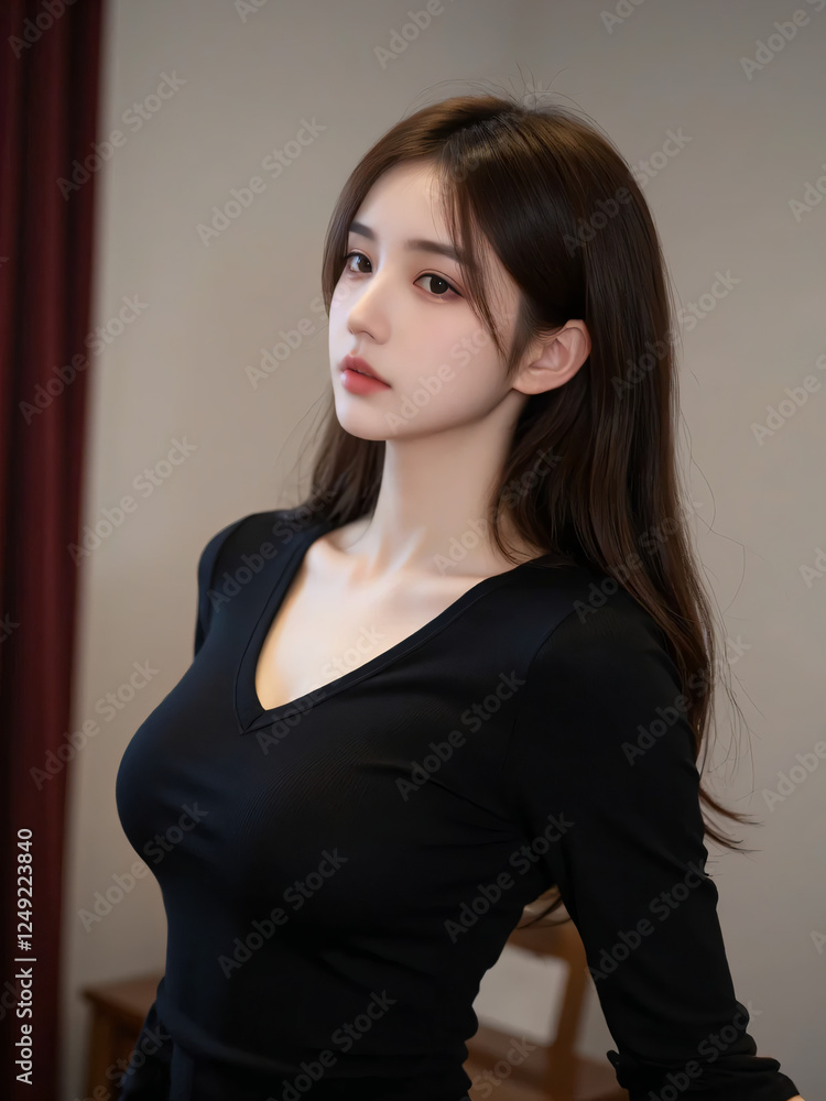 Obraz premium 女, ビジネス,水着,オフィス,ストラップ、社員証 女性実業家, 美しさ, 人々, 笑う, 1, モデル, ファッション, 淑女, 人, 笑みを浮かべている, 髪の毛, 黒, ブルネット, 立っていること, スタジオ, スーツ, グラス, オフィス, プロ, 成功, 顔, アーム, 体女, 美しさ, ファッション, モデル, うっとりさせる魅力, ランジェリー, 髪の毛, 淑女, ポーズ, ドレス