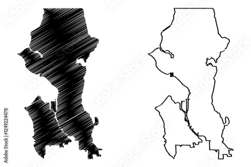 Seattle City ( United States cities, United States of America, usa city) map vector illustration, scribble sketch City of Seattle map