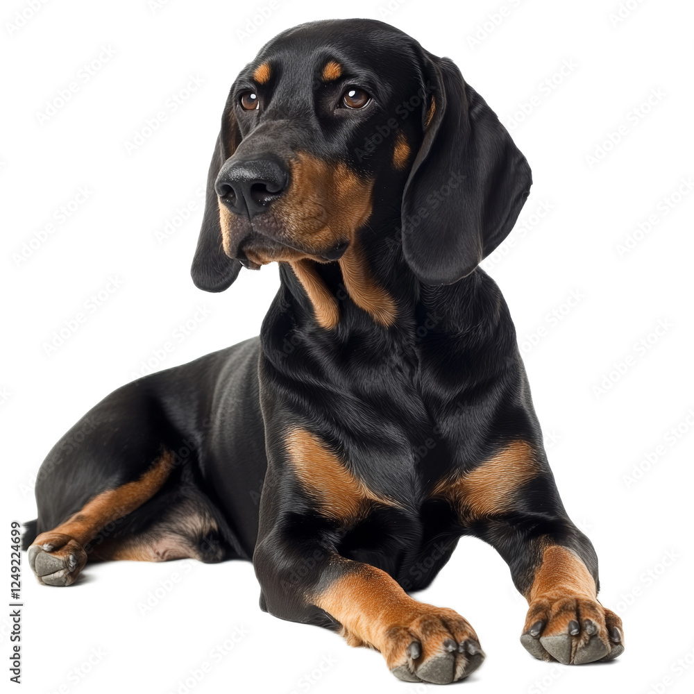 Black and Tan Hound Dog Lying Down Black and Tan Hound Dog Lying Down