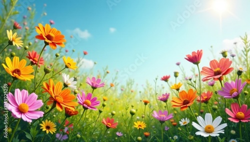 Wallpaper Mural A colorful mix of fresh wildflowers in a sunny open space, wildflowers, yellow, field Torontodigital.ca