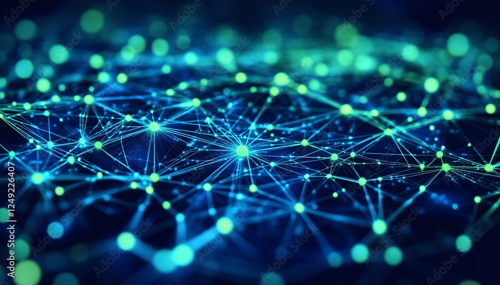 Glowing neural network connections represent the future of business intelligence, showcasing the seamless integration of technology in modern enterprises. Business technology background.