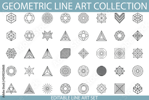 Geometric Line Art Collection Editable Vector Shapes and Designs