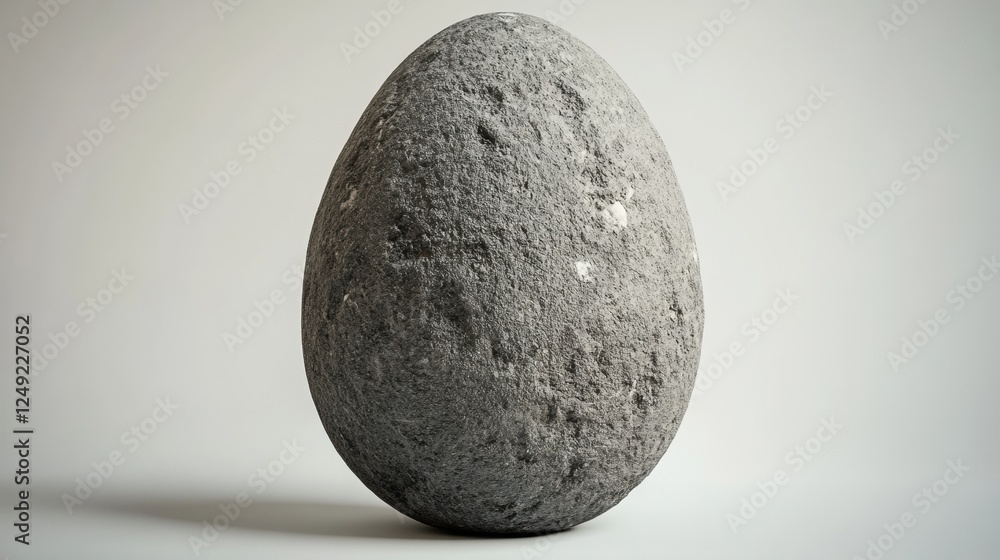 Textured Gray Stone Egg on Simple Background with Natural Lighting Textured Gray Stone Egg on Simple Background with Natural Lighting