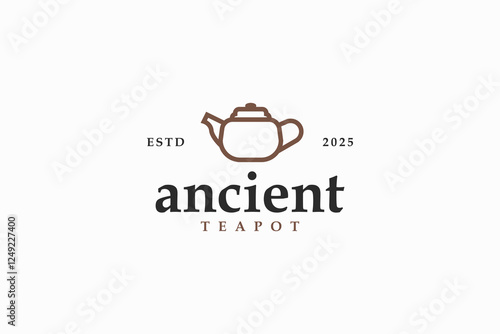outline ancient teapot icon logo vector design template. creative vintage ancient Chinese teapot symbol logo design vector illustration isolated on white background
