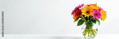 Wallpaper Mural Colorful flower bouquet in clear glass vase against pure white, bloom, spring, bouquet Torontodigital.ca