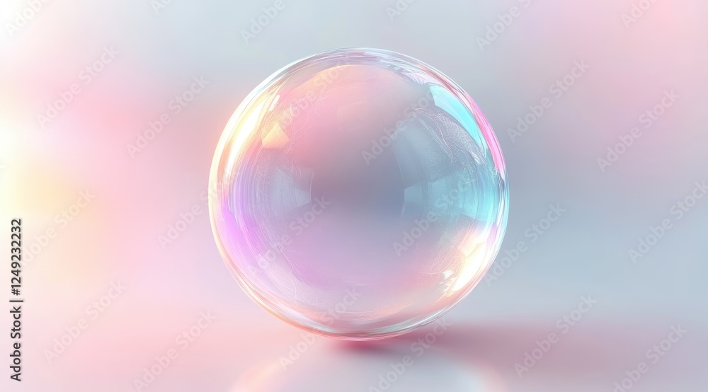 Obraz premium Abstract Transparent Bubble on White Background with Soft Pastel Lighting