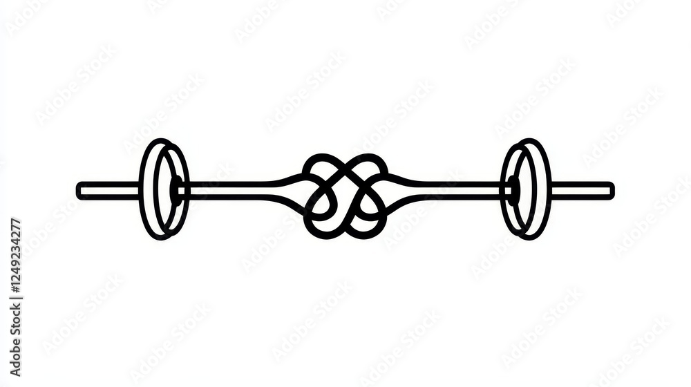 Barbell icon in outline style isolated on white background Barbell icon in outline style isolated on white background