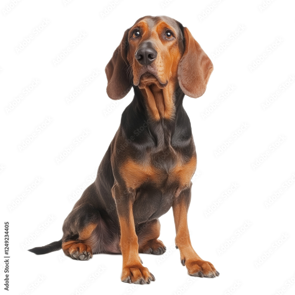 Adorable Black and Tan Dachshund Sitting on White Background. Adorable Black and Tan Dachshund Sitting on White Background.