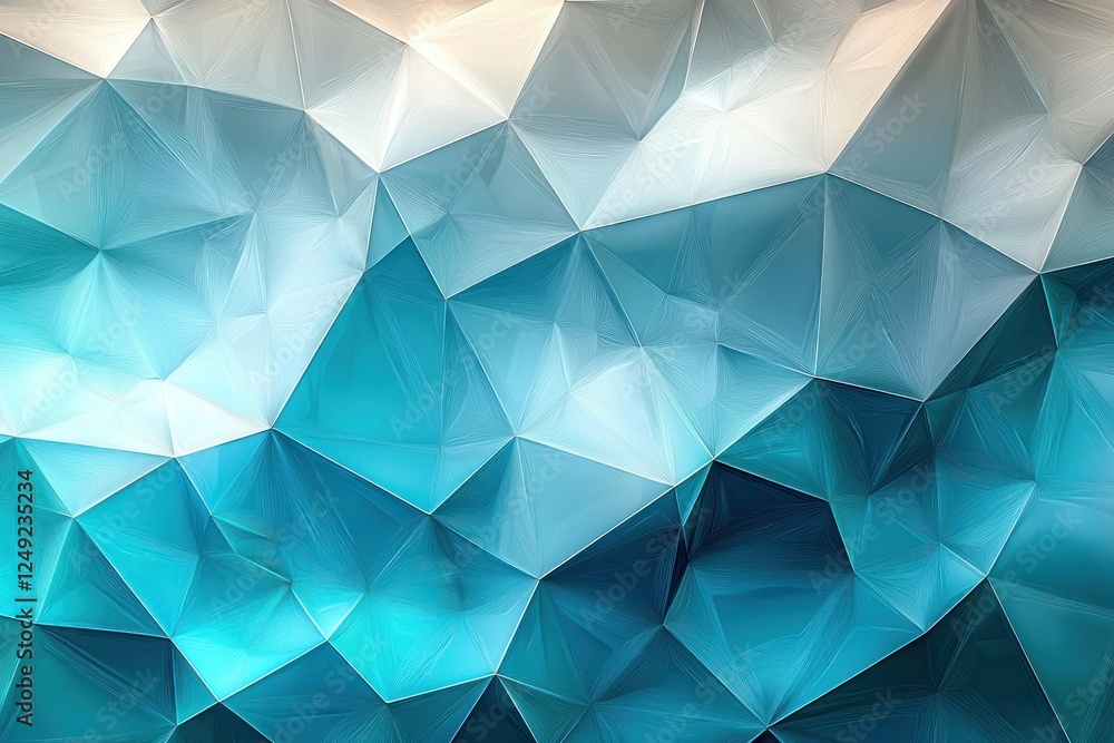 Fototapeta premium Abstract geometric pattern of blue and white triangles resembling water waves