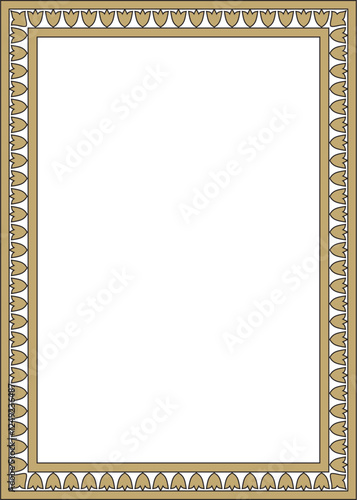 Vector gold with black square Turkish national ornament. Ottoman border, frame. Ethnic floral rectangle, Seljuk Turks pattern. Decoration of the Sultan's palaces
