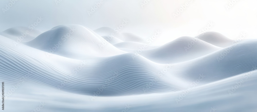 Naklejka premium Minimalist White Waves Soft Shadows Clean Design Modern Background