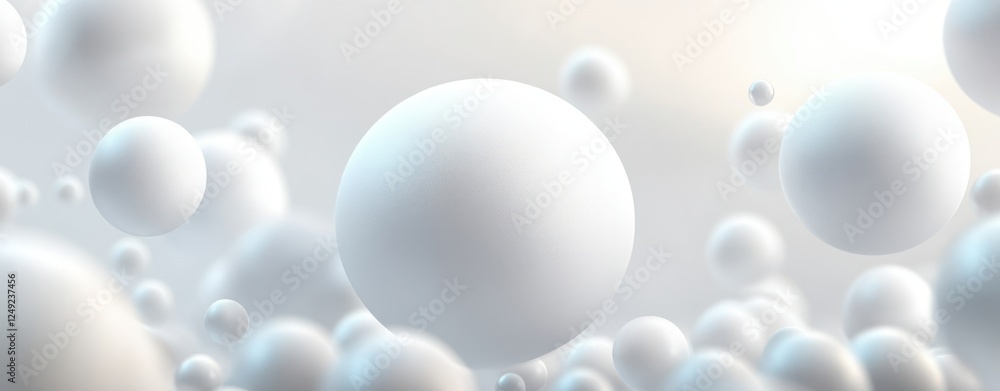 Minimalist Soft White Gradient Background with Glossy Floating Spheres Minimalist Soft White Gradient Background with Glossy Floating Spheres
