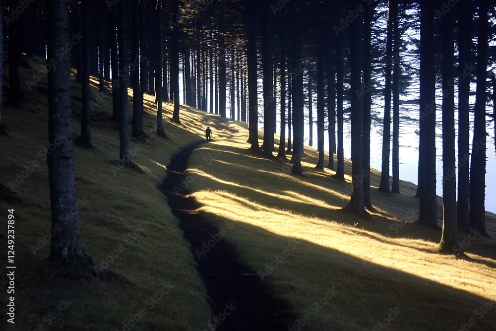 Sunlit Forest Trail: A Peaceful Hiking Path Sunlit Forest Trail: A Peaceful Hiking Path