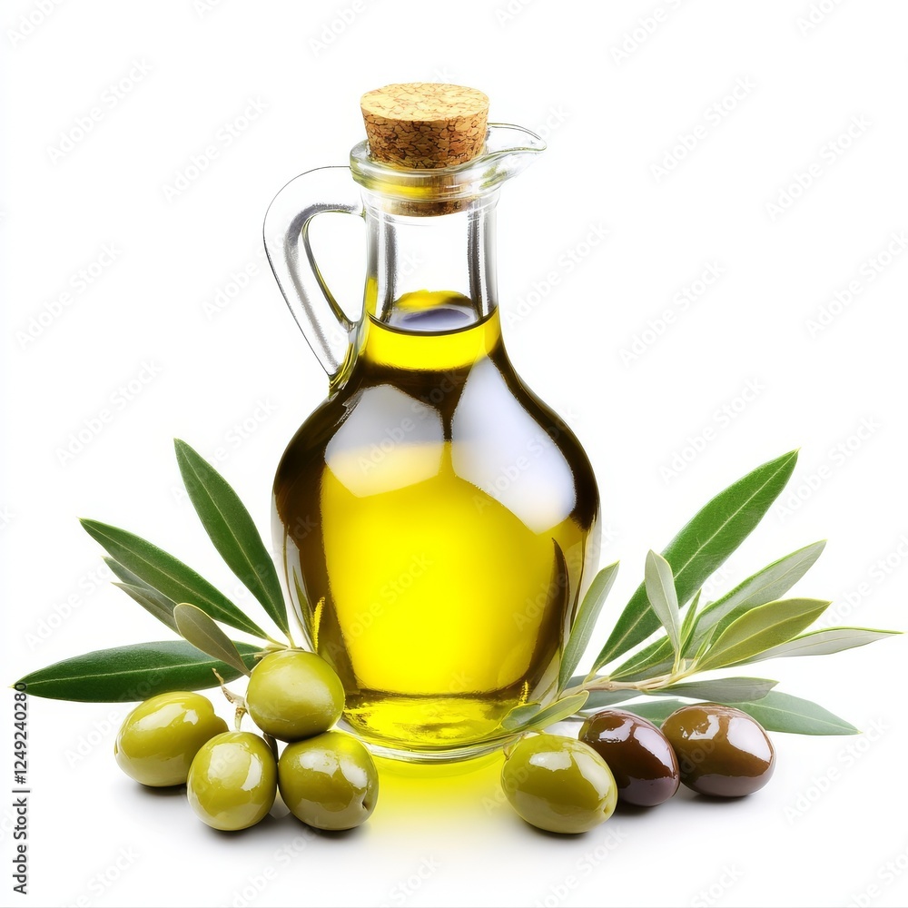 Olive oil container displayed against a transparent backdrop Olive oil container displayed against a transparent backdrop
