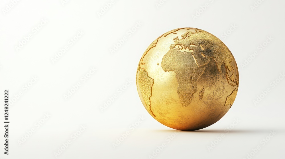Golden Earth globe on white background Golden Earth globe on white background