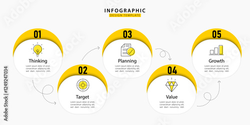 Timeline Creator infographic template. 5 Step timeline journey, calendar Flat simple infographics design template. presentation graph. Business concept with 5 options, gantt vector illustration.
