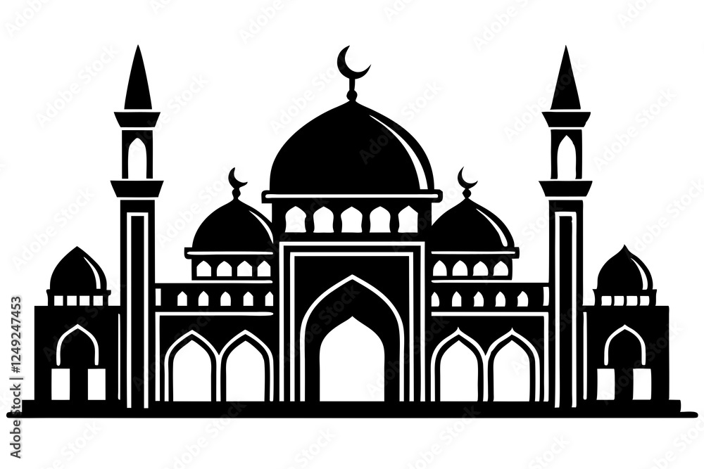 Fototapeta premium Muslim Mosque icon set. Isolated on a white background. Vector illustration.