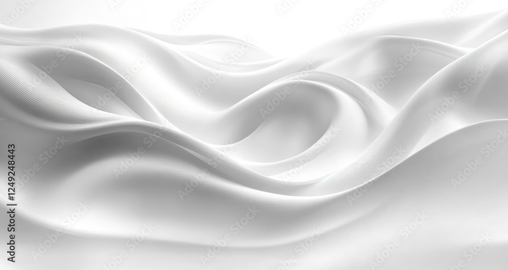 Obraz premium Abstract White Wave Patterns Smooth Flowing Minimalistic Background