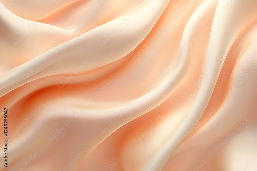 Obraz premium Luxurious abstract design with flowing satin-like curves in soft peach and cream tones, exuding elegance and warmth. Perfect for digital backdrops, creative projects, or modern designs.