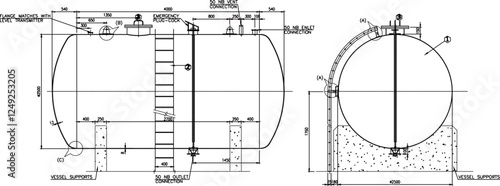 vector sketch illustration silhouette design detail of Acid Storage Tank 