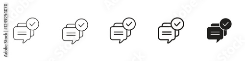 set of 5 pixel perfect Comment icon with 1 unexpanded, 1 silhouette, Comment icon for feedback, discussion, chat and social media designs