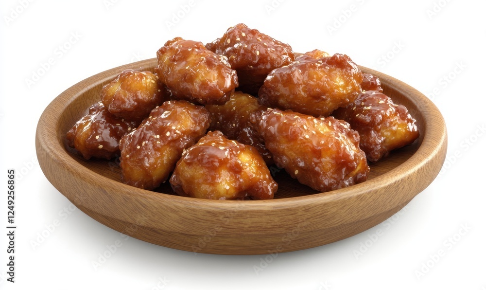 Glazed chicken wings on wooden plate, isolated. Food photography for menu or website Glazed chicken wings on wooden plate, isolated. Food photography for menu or website
