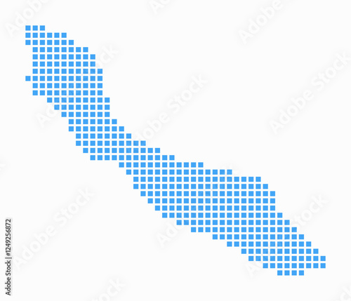 Curacao dotted map. Digital style map of the country on white background. Curacao shape with square dots. Colored dots style. Large size squares. Amazing vector illustration.