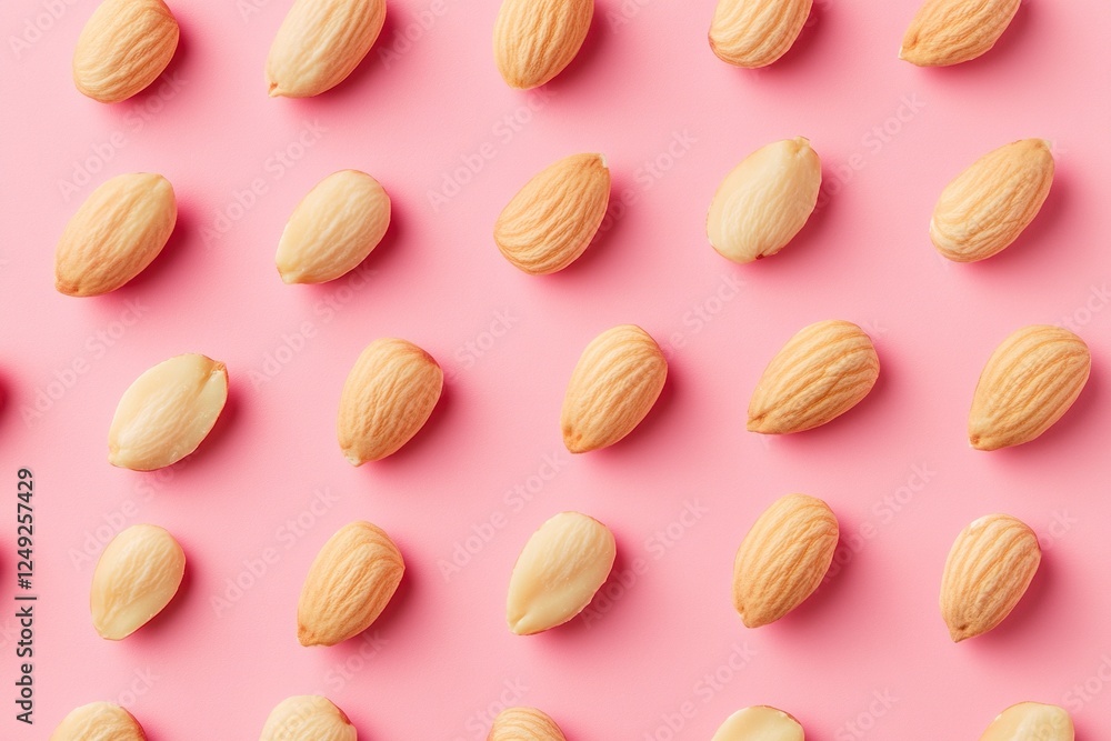 Creative layout made of almond nuts. Flat lay. Food concept. Almond pattern concept Creative layout made of almond nuts. Flat lay. Food concept. Almond pattern concept