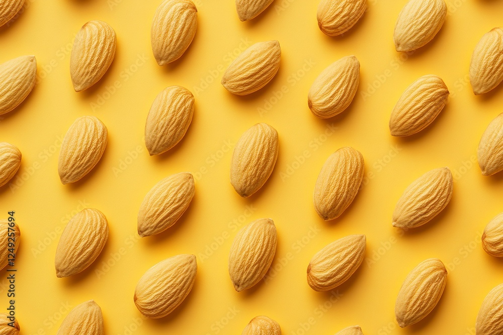 Creative layout made of almond nuts. Flat lay. Food concept. Almond pattern concept Creative layout made of almond nuts. Flat lay. Food concept. Almond pattern concept