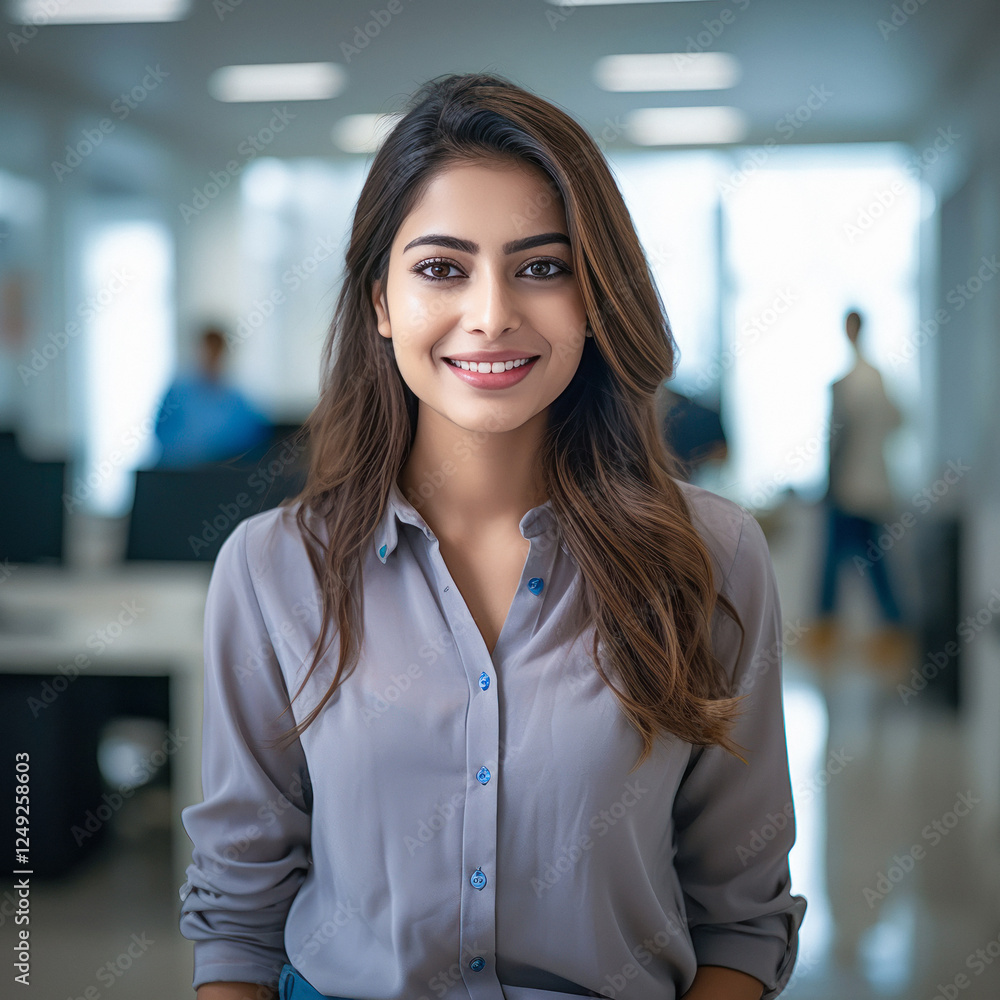 Fototapeta premium young indian businesswoman standing at corporate office