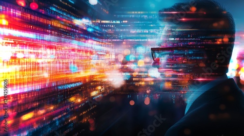 Wallpaper Mural Exploring digital landscapes with technological advancements and vibrant data streams Torontodigital.ca