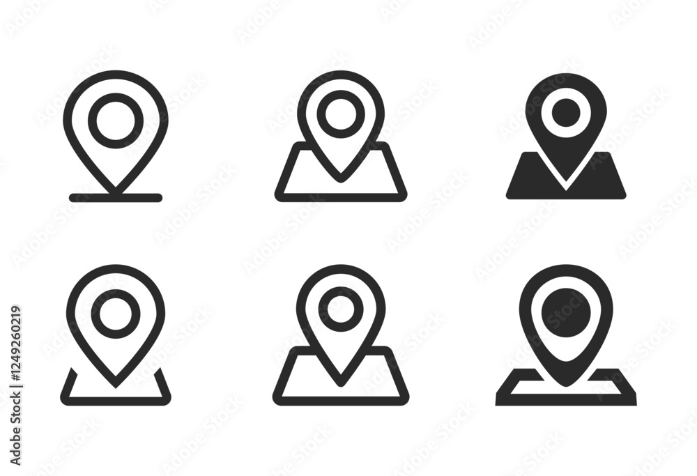 Location pin black icon set flat vector illustration Location pin black icon set flat vector illustration