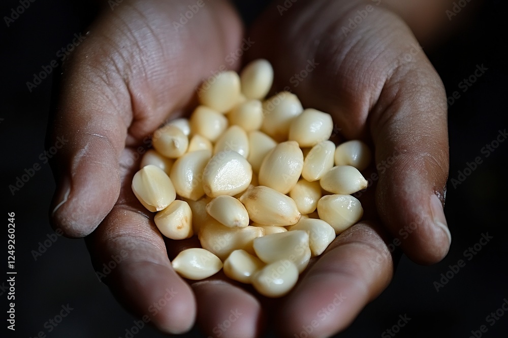 Closed-up of handful Garlic on the black background. Closed-up of handful Garlic on the black background.