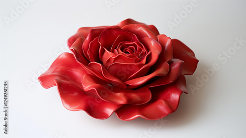 Red rose full size on a white background. 