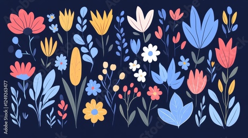 Wallpaper Mural Colorful Floral Arrangement with Diverse Flower Types and Plants Torontodigital.ca