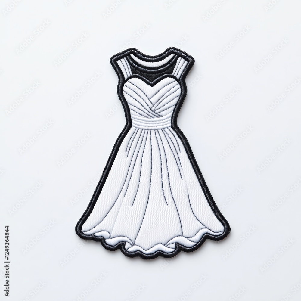 Elegant embroidered bride dress patch on soft white background Elegant embroidered bride dress patch on soft white background