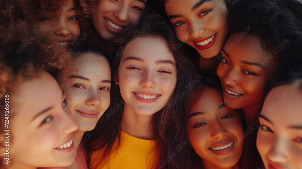 Obraz premium A vibrant group of cheerful young women looking at the camera with genuine happiness