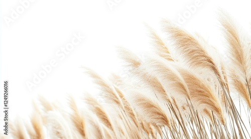 illustration of pampas grass in the foreground and with a clean white background.