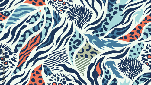 Seamless pattern with zebra. Animal print. Vector illustration.