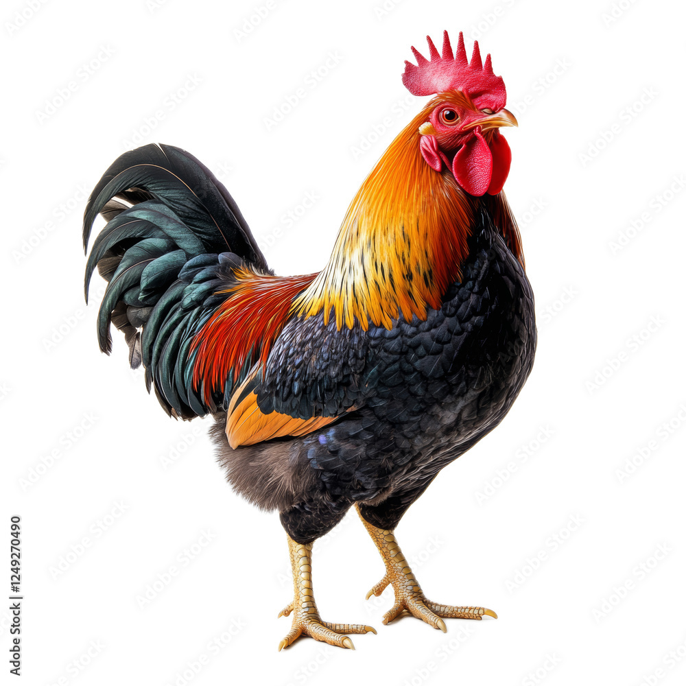 Fototapeta premium Majestic Rooster on White Background