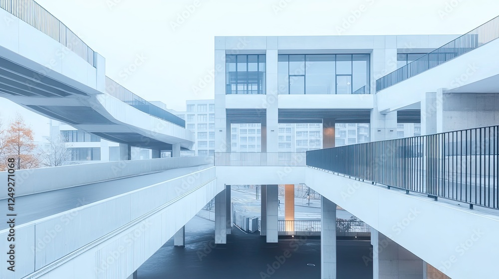 Fototapeta premium Tangled concrete maze, Cars weave, a metal river, Flowing, ever on.