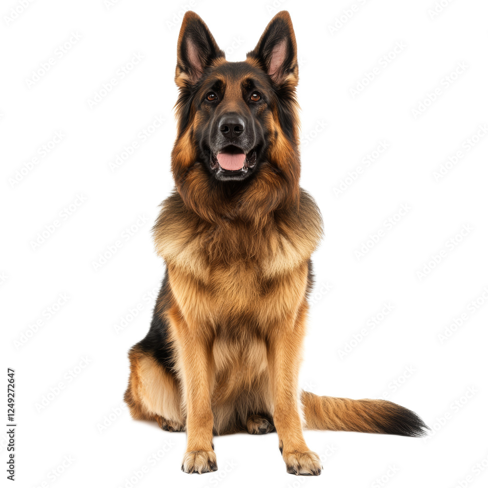 Happy German Shepherd Dog Sitting on White Background Happy German Shepherd Dog Sitting on White Background