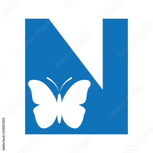 Butterfly Logo combine with letter N vector template