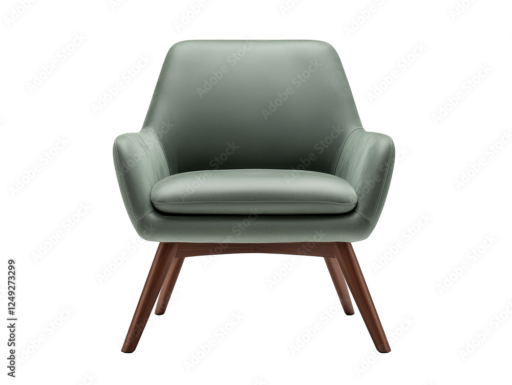 Stylish green chair with wooden legs, modern furniture design on a black background Stylish green chair with wooden legs, modern furniture design on a black background