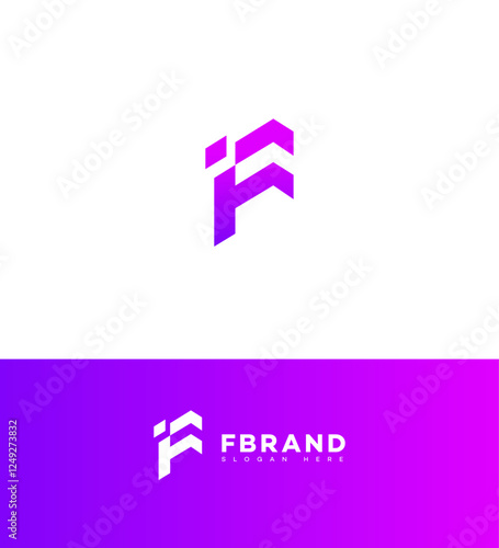 Free Download Modern Abstract Purple Gradient Letter F Logo Design - GFXLoad