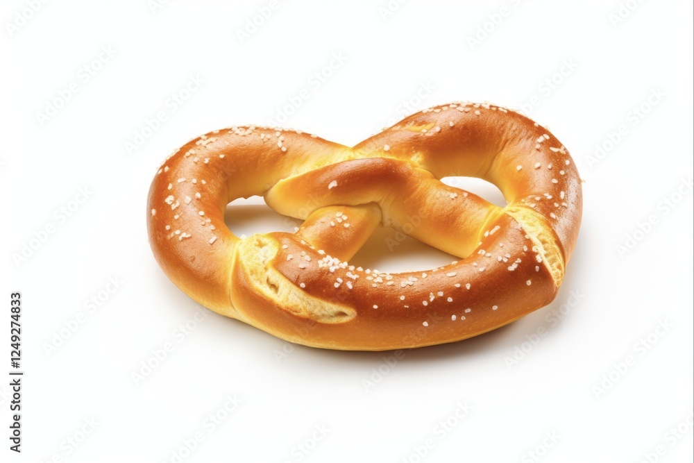 Fun and Salty Soft Pretzel - Delicious Bread Snack Isolated on White Fun and Salty Soft Pretzel - Delicious Bread Snack Isolated on White