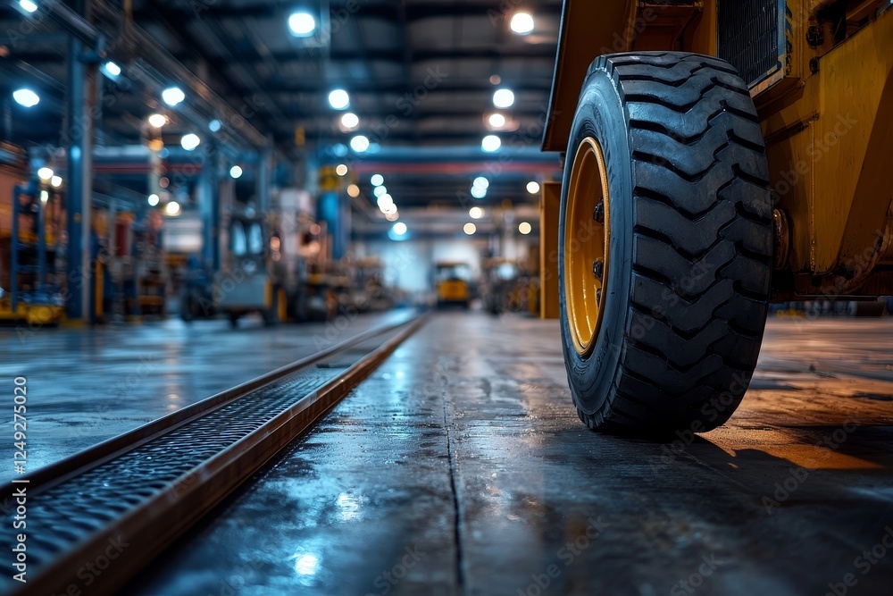 High-tech production process is vividly displayed through the blurred motion of conveyor belts in action within an industrial manufacturing plant High-tech production process is vividly displayed through the blurred motion of conveyor belts in action within an industrial manufacturing plant