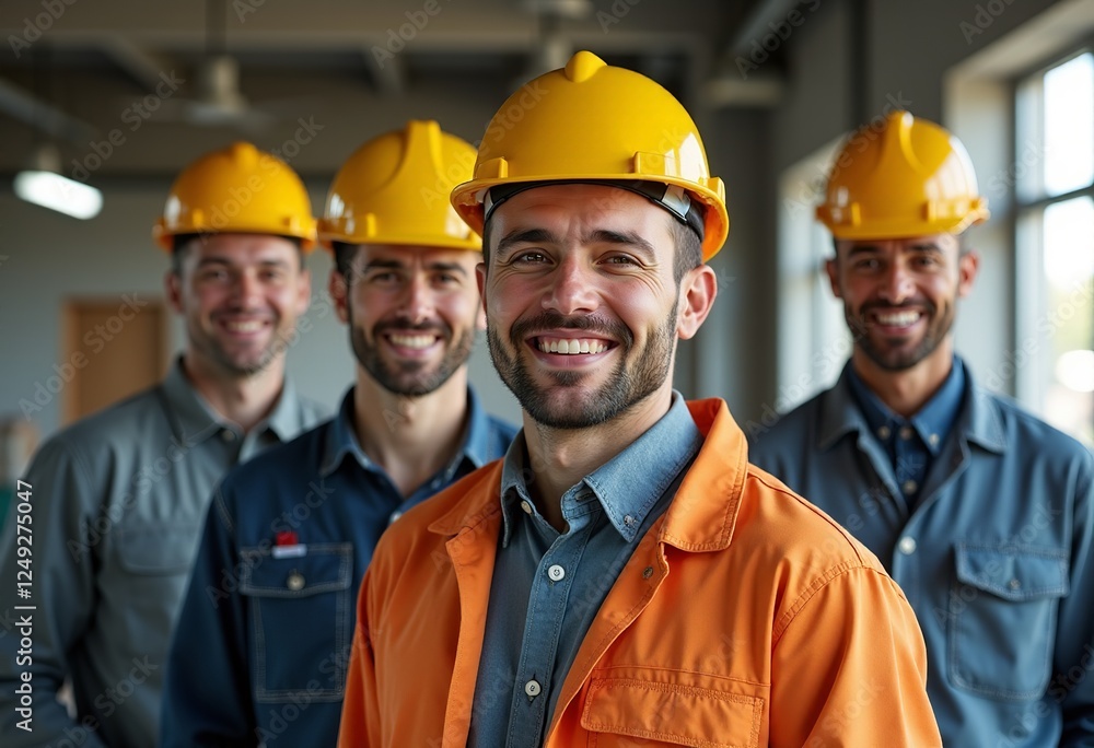 Focused and Happy: Hyper-Realistic Stock Photo of Four Smiling Asian Construction Workers on a Small Site, Perfectly Lit with White Lighting.
Focused and Happy: Hyper-Realistic Stock Photo of Four Smiling Asian Construction Workers on a Small Site, Perfectly Lit with White Lighting.