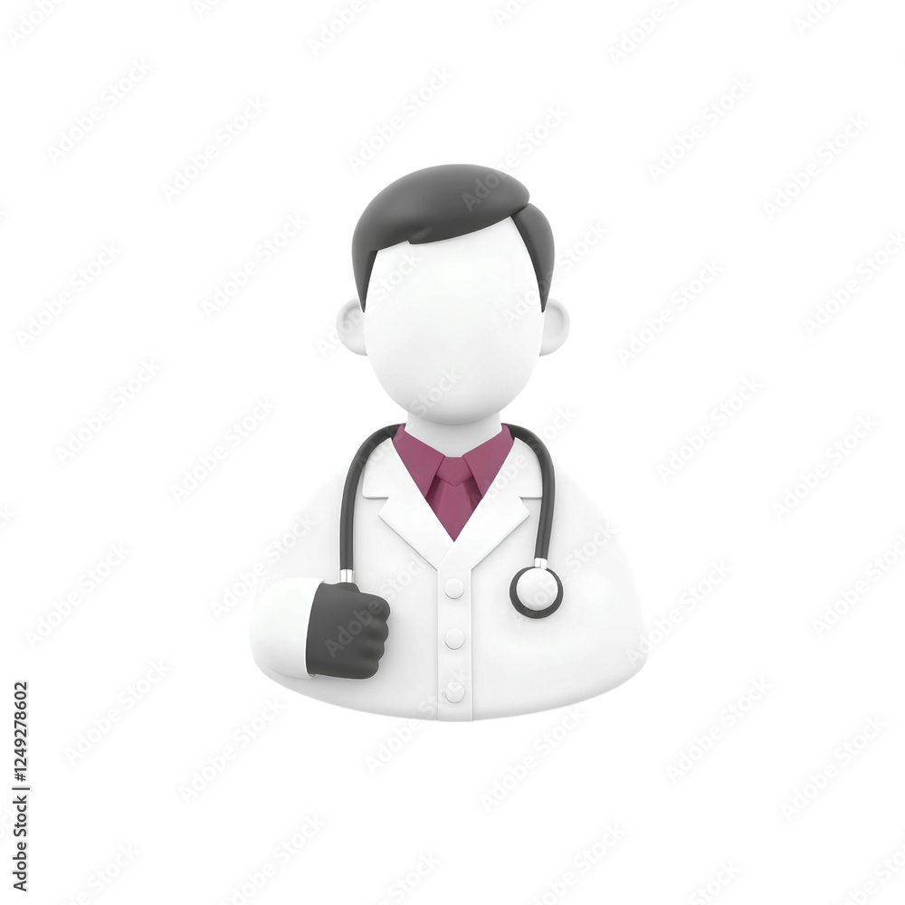 Fototapeta premium young doctor with a medical coat and stethoscope, representing the new generation of physicians, high quality png isolated on transparent background