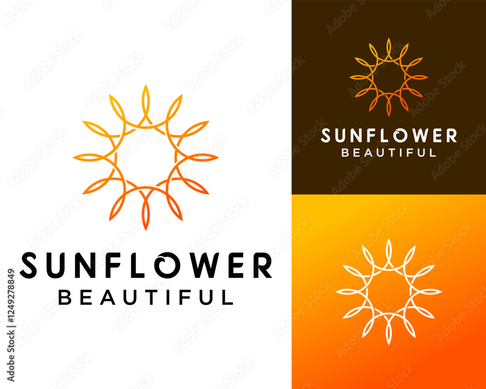 Fototapeta premium A simple and geometric sunflower logo design.